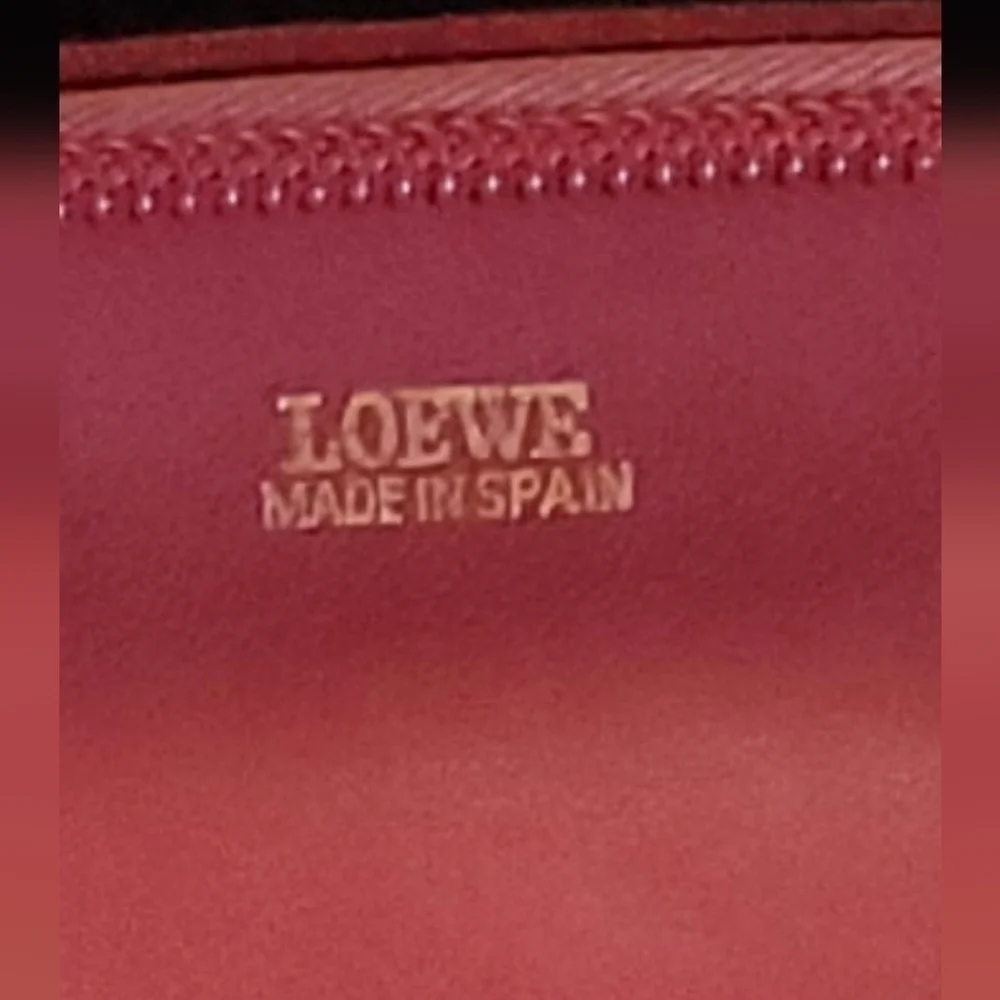 Loewe Burgundy Leather Suede Anagram Pouch